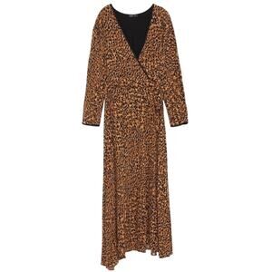 ZARA Faux Wrap Midi Leopard Animal Print Dress